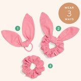 b2b wholesale organic bow scrunchie in flamingo pink #color_flamingo