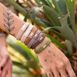 wholesale hair accessories - plastic-free hair tie 5-pack in earth tints. Certified organic and 100% biodegradable and in 100% recycled paper packaging #color_earth-tints