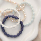 Wholesale gift hair ties organic cotton wave texture healthy hair #color_ocean-pearl