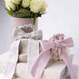 wholesale organic cotton comfortable gentle satin bow scrunchie with headband #color_pumice-stone