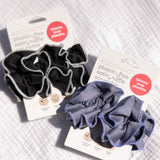 B2B Hair Ties, Scrunchies, Headband that are sustainable, eco, plastic-free. Satin Ruffle Scrunchies #color_tuxedo