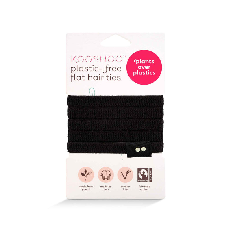 KOOSHOO plastic-free black hair ties that are consciously created, fairtrade and handmade using fair rubber #color_black