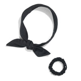 organic cotton ribbon headscarf and petite scrunchie for wholesale bulk b2b #color_black