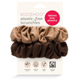 KOOSHOO plastic-free scrunchies in macchiato brown. In two hues of lovely brown #color_macchiato-brown