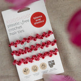 Wholesale plastic-free crochet hair ties pink red low tension #color_hot-jam