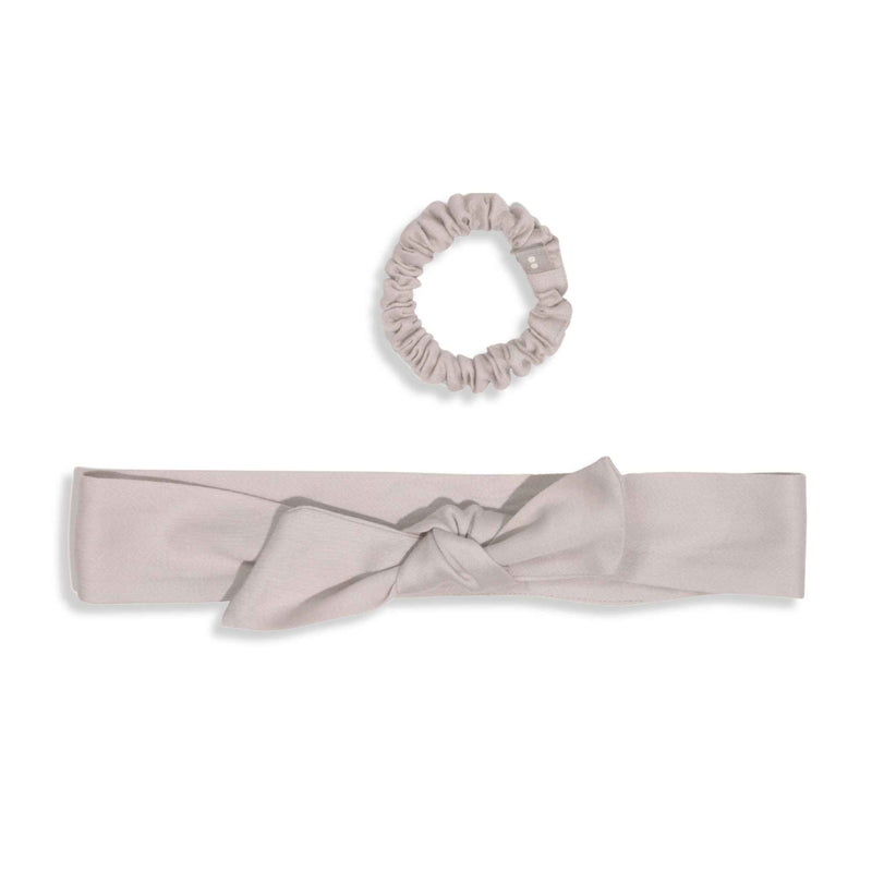 plastic-free gray sustainable hair accessories for wholesale - petite scrunchie headwrap headband #color_pumice-stone