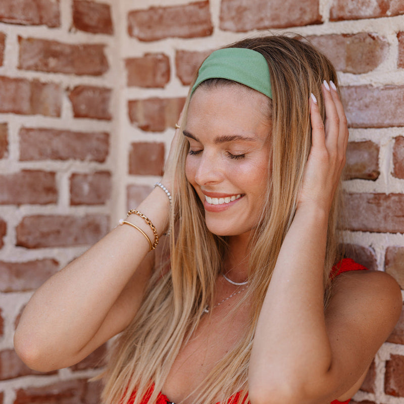 Wholesale headbands that sell - organic cotton multi-use headband sustainable hair accessories #color_watercress-green