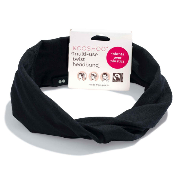 KOOSHOO unisex organic twist headband jet black on-packaging #color_jet-black