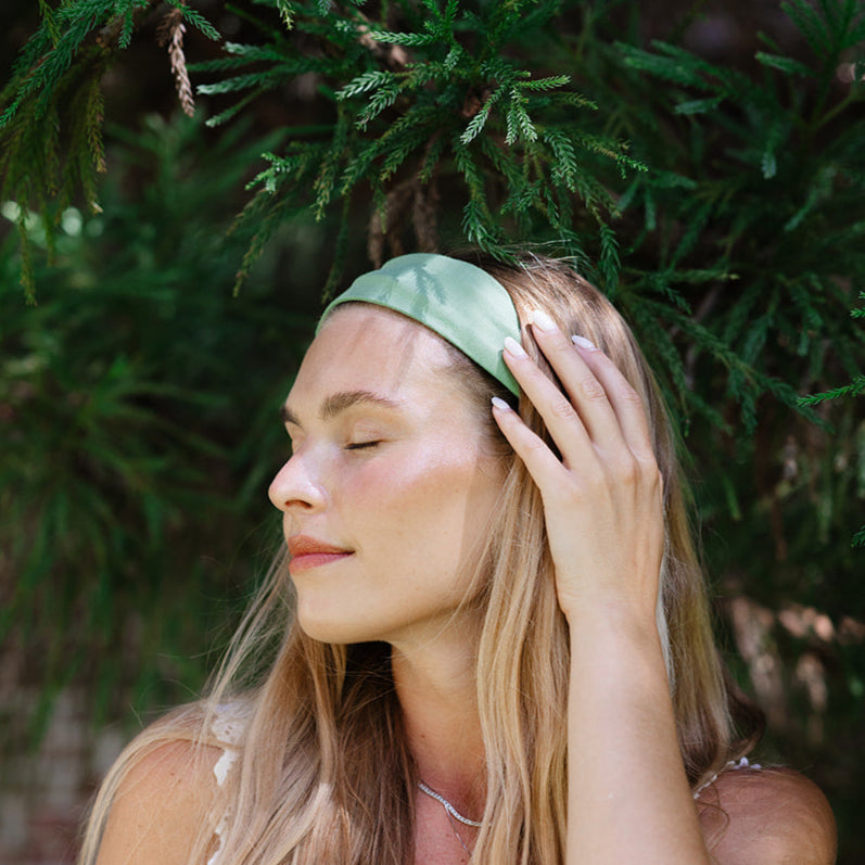 bulk organic cotton best selling headbands - sustainable hair accessories for wholesale b2b #color_watercress-green