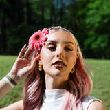 Organic cotton, plastic-free hair wrap made from gathered, ruched scrunchie-like fabric #color_atmosphere