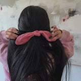 popular pink hair bow scrunchie #color_flamingo