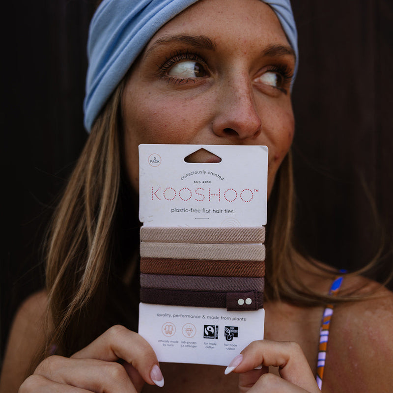 wholesale plastic-free hair elastics - eco friendly b2b hair ties for brunettes #color_earth-tints