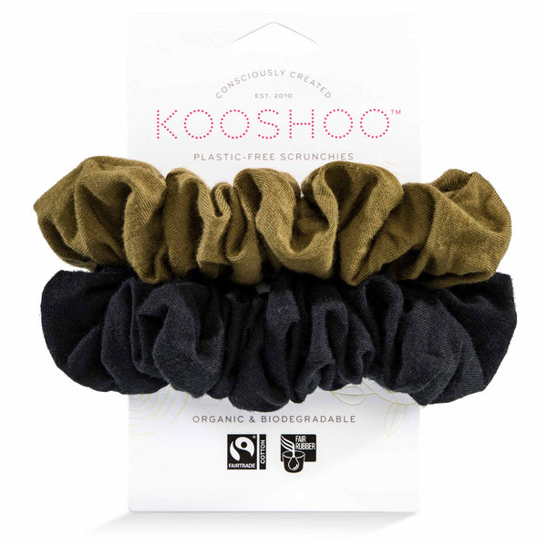 KOOSHOO organic scrunchies in black olive #color_black-olive