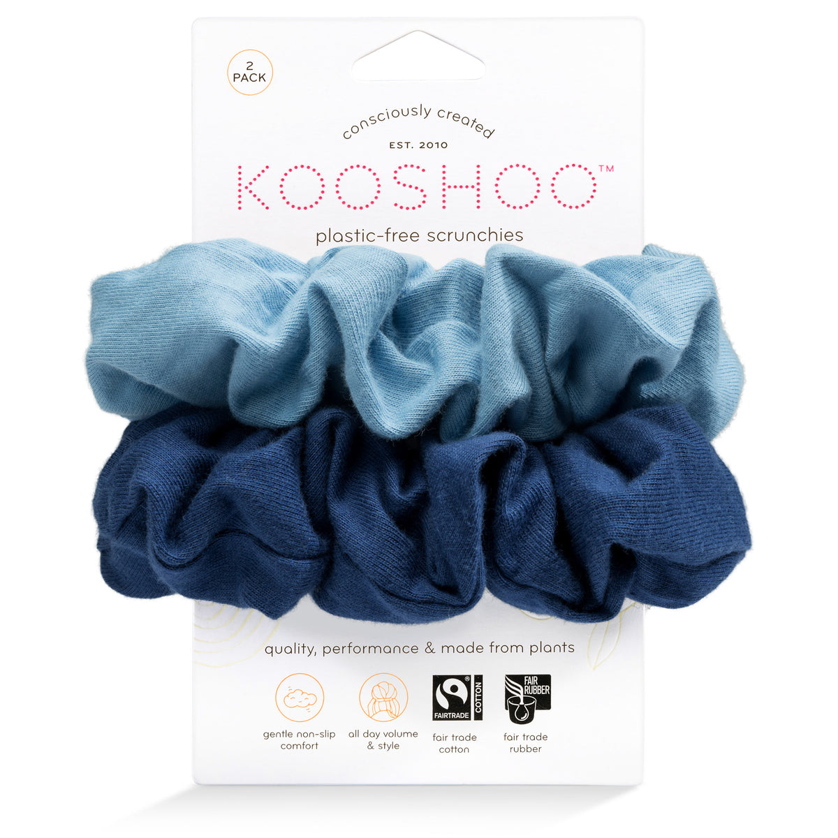 2 PK VELVET SCRUNCHIE STONE BLUE & 501 BLUE