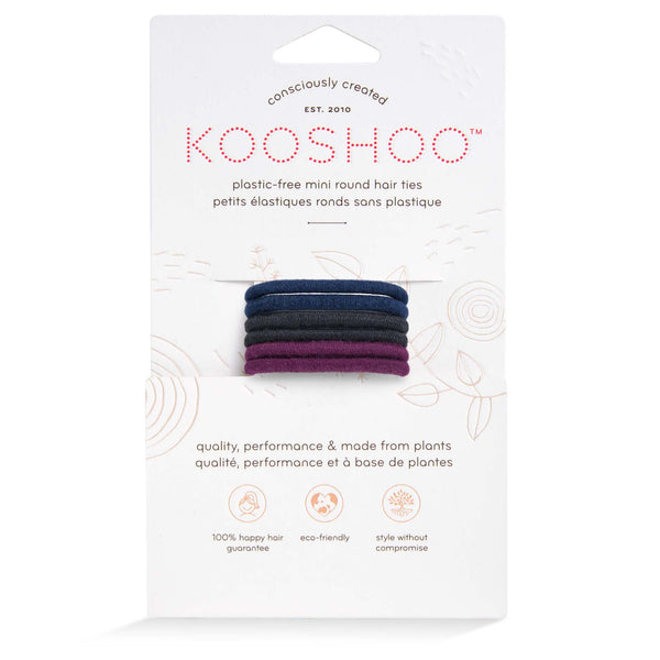 Front Image of KOOSHOO plastic-free round hair ties mini 6 pack dark hues	#color_dark-hues