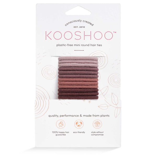 Front Image of KOOSHOO plastic-free round hair ties mini 12 pack earth tints	#color_earth-tints