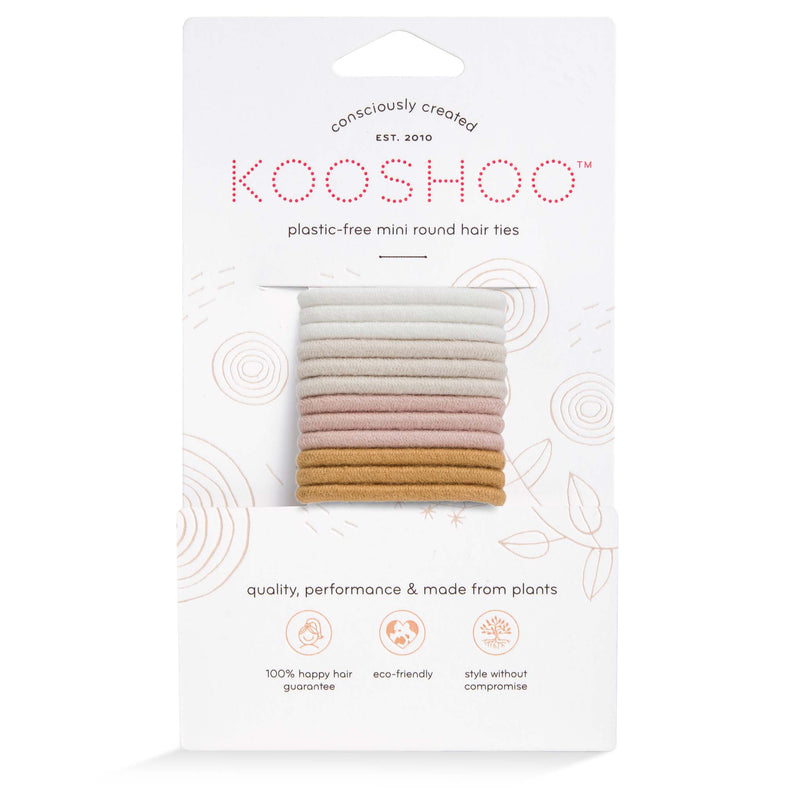 Front Image of KOOSHOO plastic-free round hair ties mini 12 pack golden fibres	#color_golden-fibres