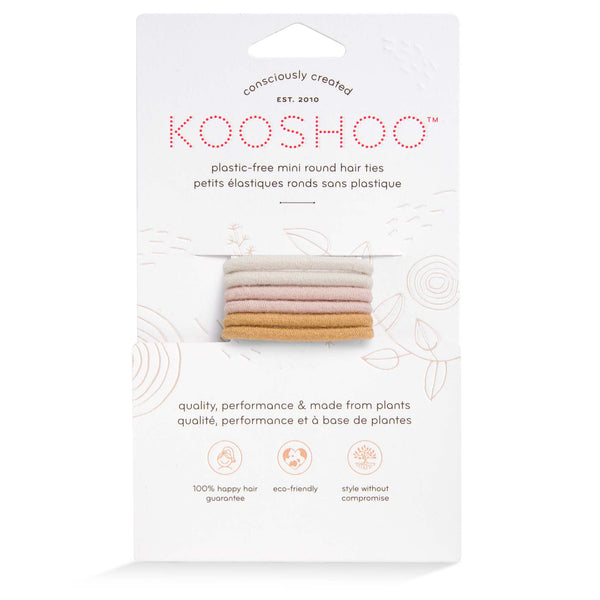Front Image of KOOSHOO plastic-free round hair ties mini 6 pack pack golden fibres	#color_golden-fibres