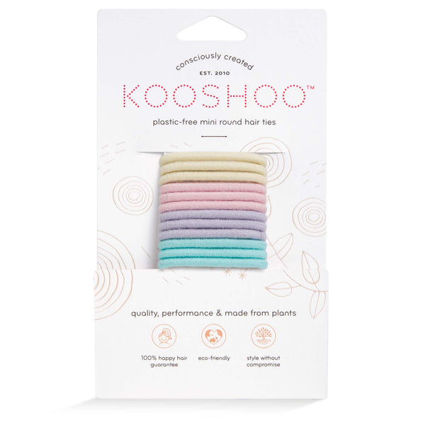 Front Image of KOOSHOO plastic-free round hair ties mini 12 pack pastel blooms	#color_pastel-blooms