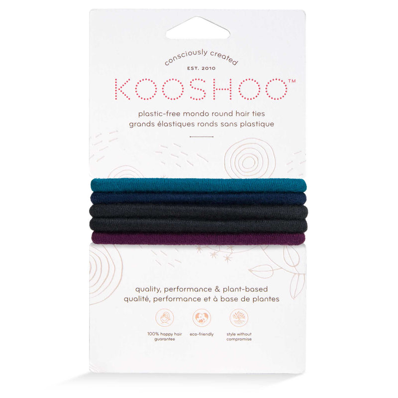 Front Image of KOOSHOO plastic-free round hair ties mondo 5 pack dark hues	#color_dark-hues