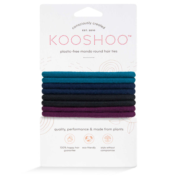 Front Image of KOOSHOO plastic-free round hair ties mondo 8 pack dark hues	#color_dark-hues