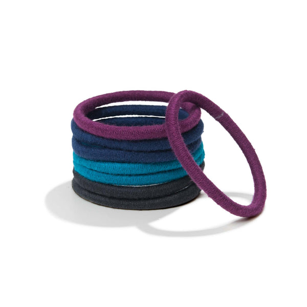 Off-pack Image of KOOSHOO plastic-free round hair ties mondo 8 pack dark hues	#color_dark-hues