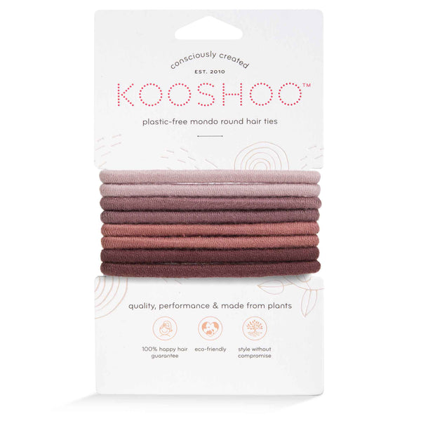 Front Image of KOOSHOO plastic-free round hair ties mondo 8 pack earth tints	#color_earth-tints