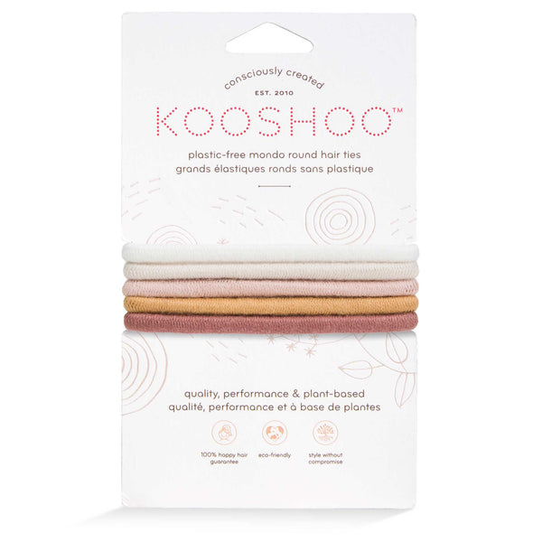 Front Image of KOOSHOO plastic-free round hair ties mondo 5 pack golden fibres	#color_golden-fibres