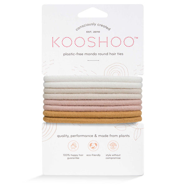 Front Image of KOOSHOO plastic-free round hair ties mondo 8 pack golden fibres	#color_golden-fibres