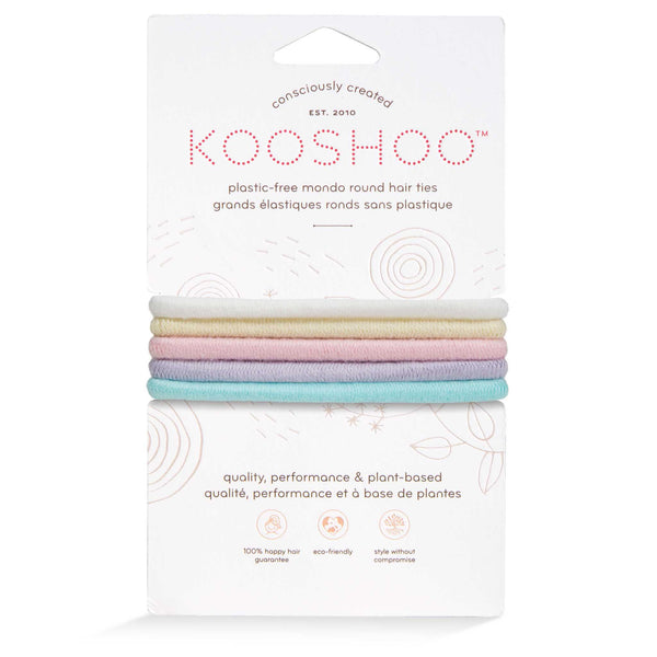 Front Image of KOOSHOO plastic-free round hair ties mondo 5 pack pastel blooms	#color_pastel-blooms