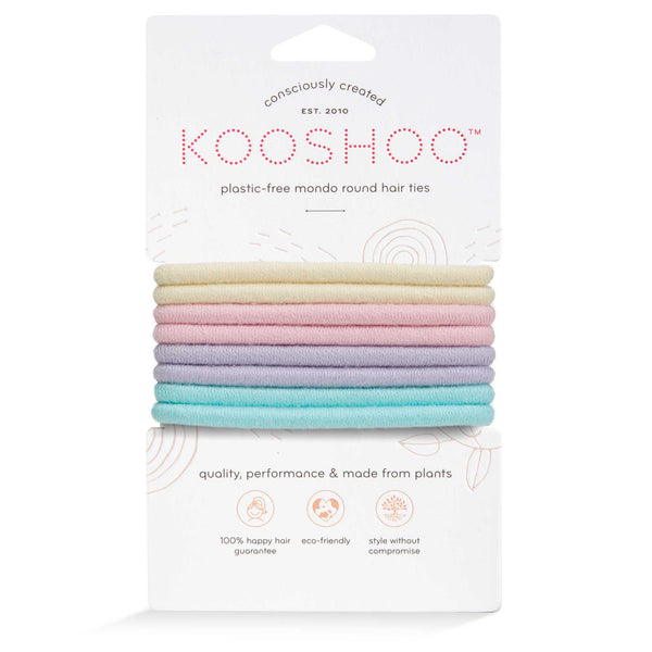 Front Image of KOOSHOO plastic-free round hair ties mondo 8 pack pastel blooms	#color_pastel-blooms