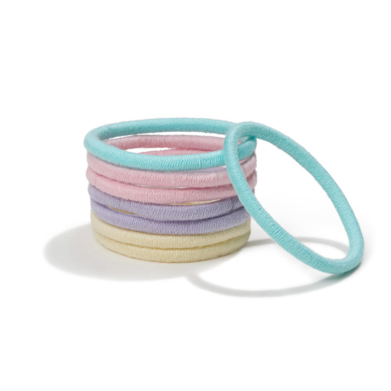 Off-pack Image of KOOSHOO plastic-free round hair ties mondo 8 pack pastel blooms	#color_pastel-blooms