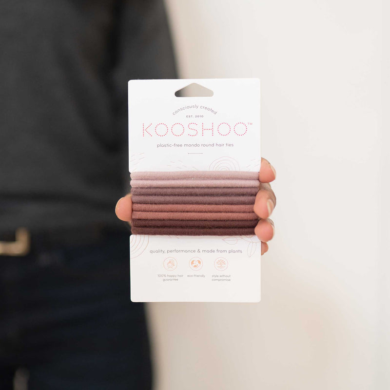 Image of KOOSHOO plastic-free round hair ties mondo 8 pack earth tints	#color_earth-tints