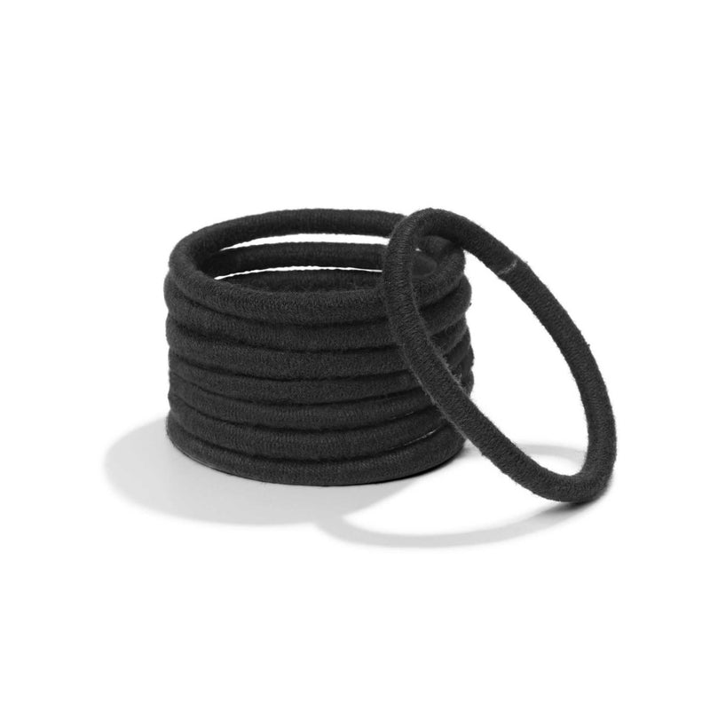 Off-pack Image of KOOSHOO plastic-free round hair ties mondo 8 pack black #color_black